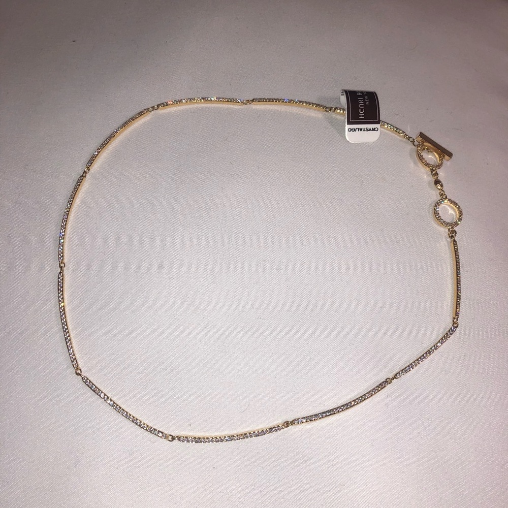 Henri Bendel gold sparkly flex collar necklace NWT
